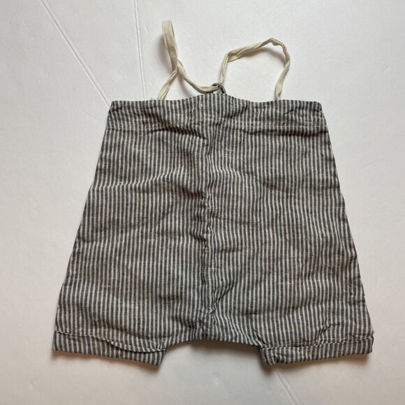 Striped Railroad Linen Overall Romper - Picture 3 of 4